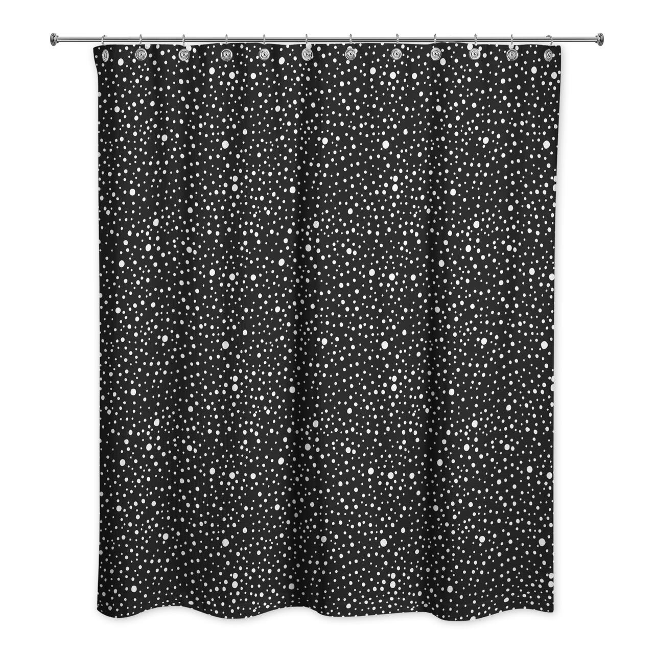 Black & White Snow Dot Pattern Shower Curtain